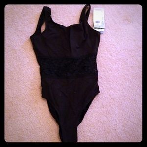 NWT Danskin leotard black lace inset